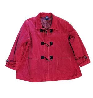 Vintage Denim & Co. Coat Women's 3X Red Corduroy Barn Chore Toggle Classic